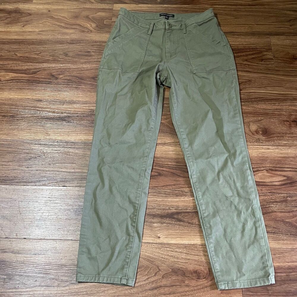 Banana Republic Green Utility Pants Straight Leg Pockets Cotton Women's Size 6